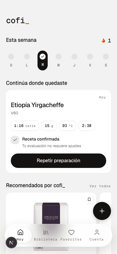 Pantalla de inicio en cofi_